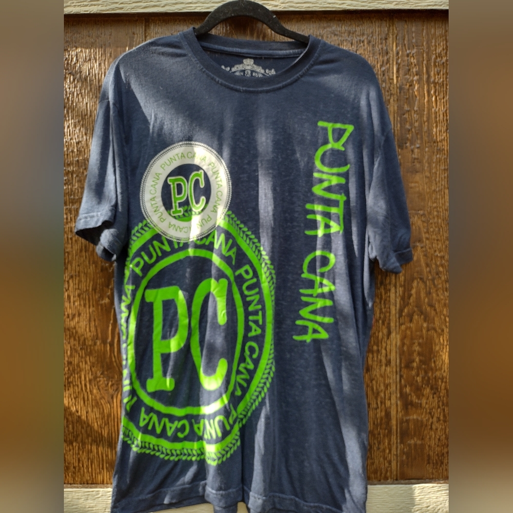 Robin Ruth Punta Cana Blue Graphic T Shirt Mens Large.